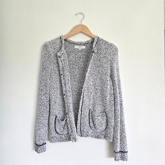 Loft Teddy Terrycloth Knit Cardigan Sweater Neutral Colors, Office wear, capsule - Picture 7 of 10